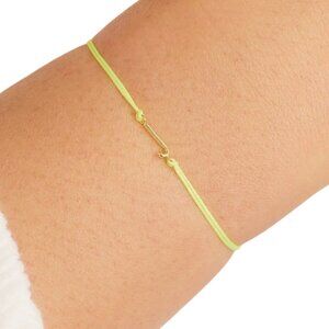 Gorjana Initial Prism Bracelet – Green String “J” Gold Plated, New in Packaging
